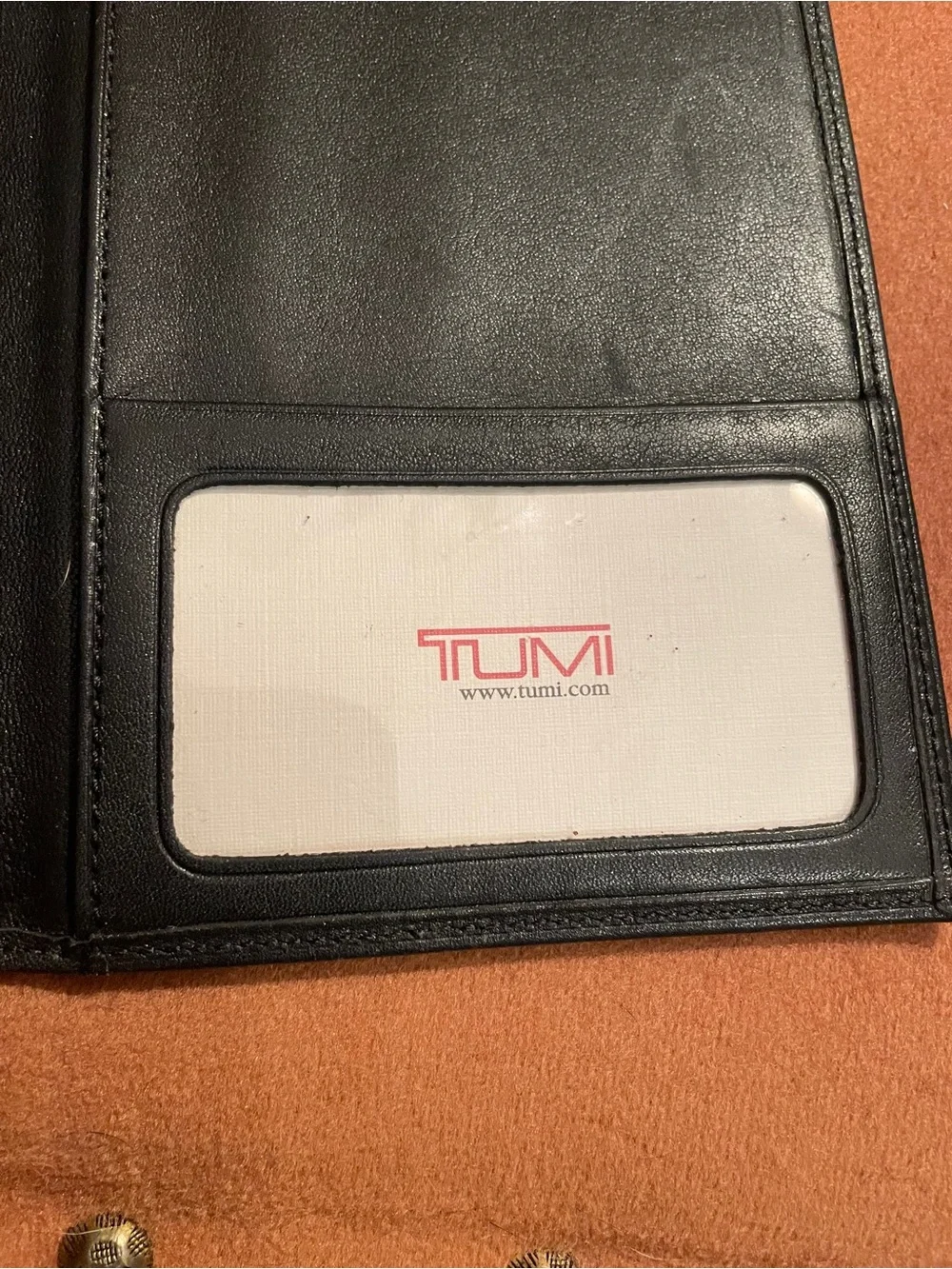 Tumi Black Leather Long Wallet, Travel Checkbook Cover, Passport, Portfolio